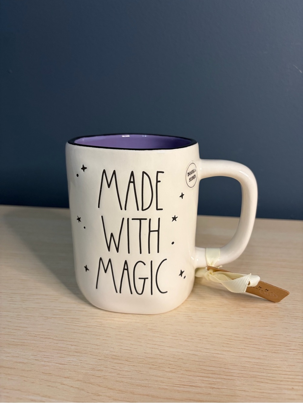 Rae Dunn - Cream Ceramic 'Made With Magic' Mug with Purple Interior